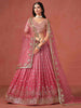 Peach Georgette Embroidered Zari Lehenga Choli With Dupatta