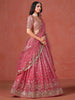 Peach Georgette Embroidered Zari Lehenga Choli With Dupatta