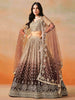 Brown Georgette Sequins Lehenga Choli With Dupatta