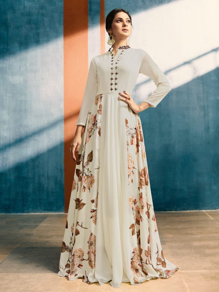 Jennifer Winget Cream Embroidered Dress
