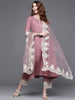 Lilac Solid Kurta With Embroidered Pants And Net Embroidered Dupatta