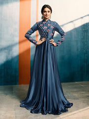 Jennifer Winget Blue Satin Silk Gown Style Readymade Suit