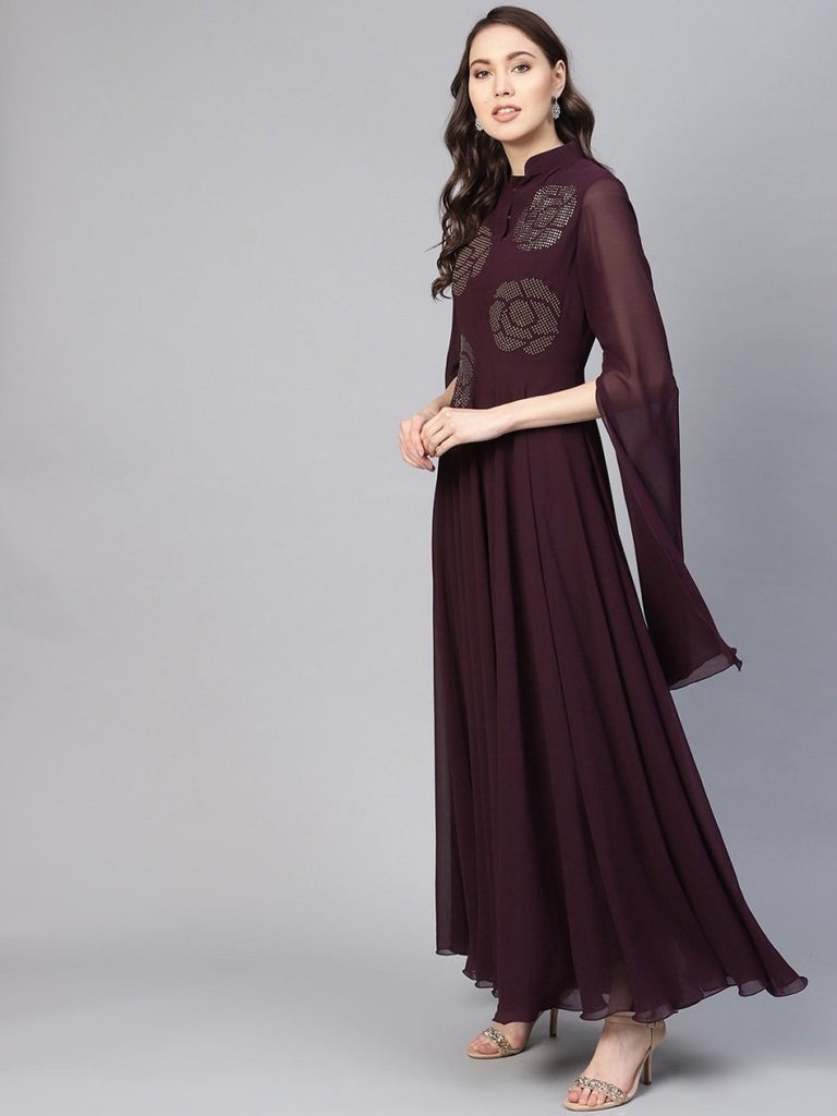 Purple Georgette Partywear Dress