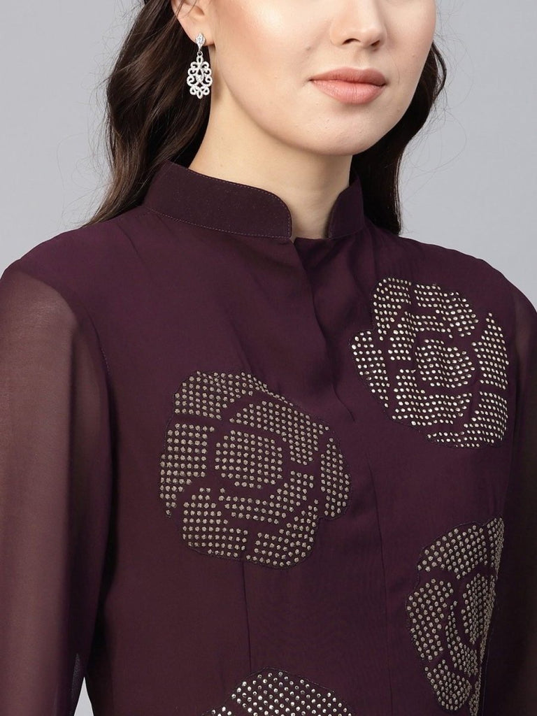 Purple Georgette Partywear Dress