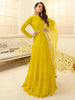 Malaika Arora Yellow Floral Thread Georgette Dupatta