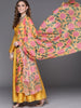 Yellow Yoke Embroidered Kurta With Printed Dupatta